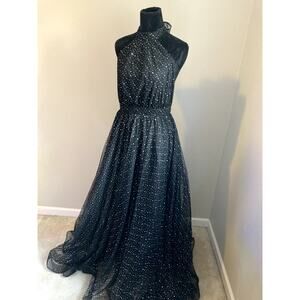 Black sparkly tulle ball gown